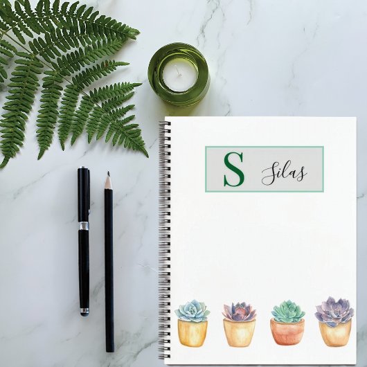 Succulent Watercolor Spiral Notebook Notizblock