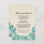 Succulents Accommodation Mint Wedding Cards Begleitkarte (Vorne/Hinten)