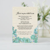 Succulents Accommodation Mint Wedding Cards Begleitkarte (Stehend Vorderseite)