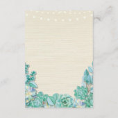 Succulents Accommodation Mint Wedding Cards Begleitkarte (Rückseite)
