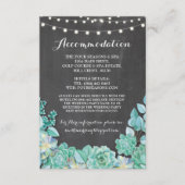 Succulents Accommodation Mint Wedding Chalk Begleitkarte (Vorderseite)