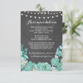 Succulents Accommodation Mint Wedding Chalk Begleitkarte (Stehend Vorderseite)