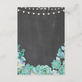 Succulents Accommodation Mint Wedding Chalk Begleitkarte (Rückseite)