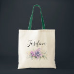 Succulents and Gold Greenery Elegante Script Name  Tragetasche<br><div class="desc">Aquarellfarbene Sukkulente und elegante goldene Blätter Grün Totbeutel für jedes Party oder Dusche.</div>