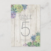 Succulents and Rustic Wood Tischnummern ID515 (Vorderseite)