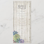 Succulents and Rustic Wood Wedding Menu ID515 Menükarte (Vorderseite)