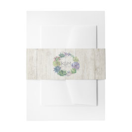 Succulents and Rustic Wood Wedding Wreath ID515 Einladungsbanderole