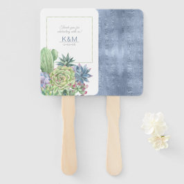 Succulents and Sparkle Wedding Blue ID515 Fächer