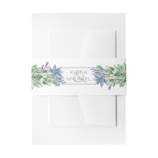 Succulents and Sparkle Wedding Border ID515 Einladungsbanderole (Vorderseite Beispiel)