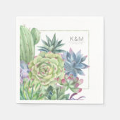 Succulents and Sparkle Wedding Border ID515 Serviette (Vorderseite)