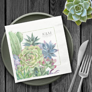 Succulents and Sparkle Wedding Border ID515 Serviette
