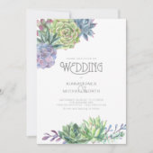 Succulents and Sparkle Wedding Green ID515 Einladung (Vorderseite)