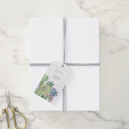 Succulents and Sparkle Wedding Green ID515 Geschenkanhänger (Mit Garn)