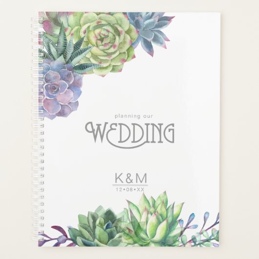 Succulents and Sparkle Wedding Green ID515 Planer (Vorderseite)