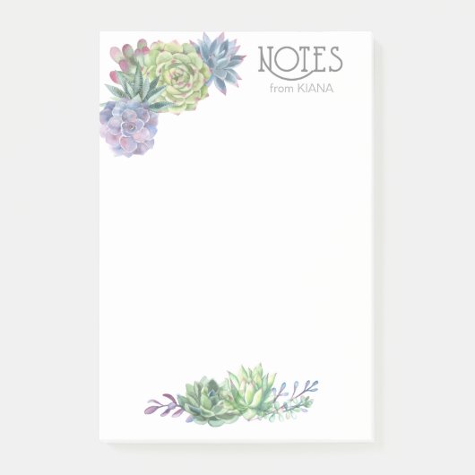 Succulents and Sparkle Wedding ID515 Post-it Klebezettel (Vorderseite)