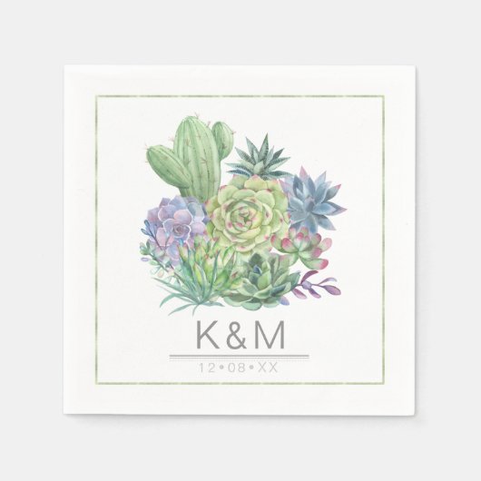 Succulents and Sparkle Wedding ID515 Serviette (Vorderseite)