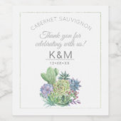 Succulents and Sparkle Wedding ID515 Weinetikett (Einzelnes Label)