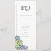 Succulents and Sparkle Wedding Menu Green ID515 Menükarte (Vorderseite)