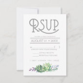 Succulents and Sparkle Wedding RSVP Green ID515 Karte (Vorderseite)