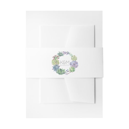 Succulents and Sparkle Wedding Wreath ID515 Einladungsbanderole (Vorderseite Beispiel)