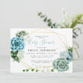 Succulents Baby Dusche Einladung (Stehend Vorderseite)