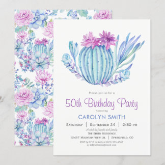 Succulents Birthday Party Einladung