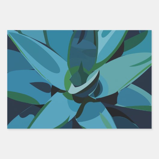 Succulents Blue Agave Cactus succulents Geschenkpapier Set (Vorderseite 3)
