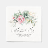 Succulents Blume Hochzeit von Gold und Rosa Serviette (Vorderseite)