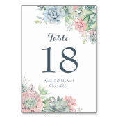 Succulents Blush Blumengrün Hochzeit Tischnummer (Rückseite)