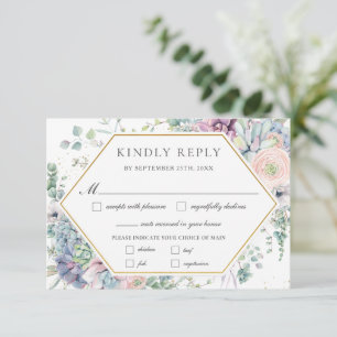 Succulents Blush Blumengrün Hochzeitsmahl RSVP Karte