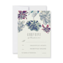 Succulents Bouquet Wedding RSVP Cards