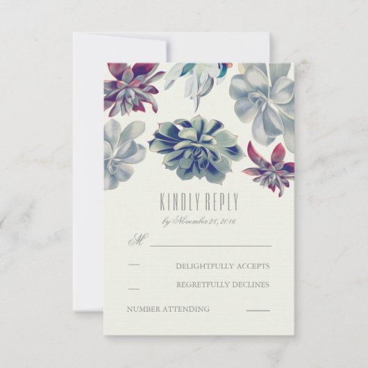 Succulents Bouquet Wedding RSVP Cards Karte (Vorderseite)