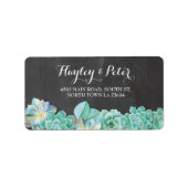 Succulents Cream Elegante Chalk Address Labels Adressaufkleber (Vorne)