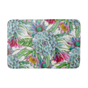 Succulents Echeveria Cactus Blume Pattern Badematte