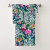 Succulents Echeveria Cactus Blume Pattern Badhandtuch Set (Insitu)