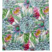 Succulents Echeveria Cactus Blume Pattern Duschvorhang (Vorderseite)