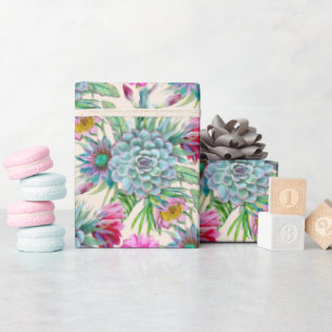 Succulents Echeveria Cactus Blume Pattern Geschenkpapier