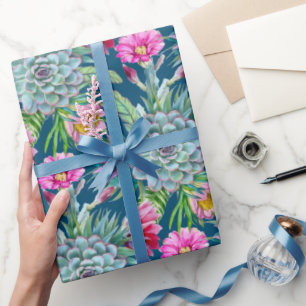Succulents Echeveria Cactus Blume Pattern Geschenkpapier