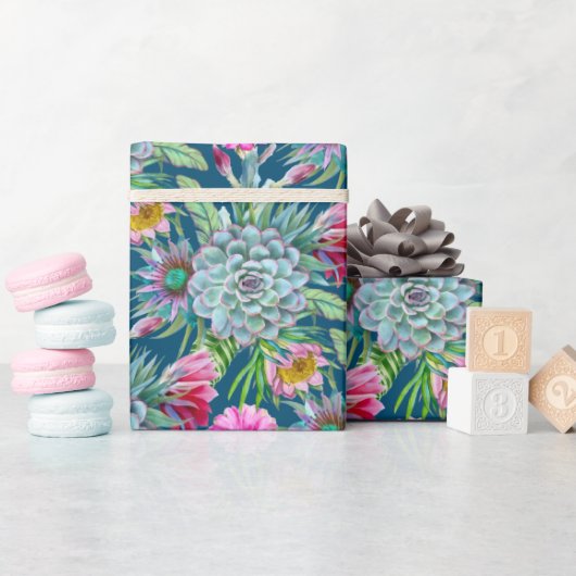 Succulents Echeveria Cactus Blume Pattern Geschenkpapier (Babyparty)