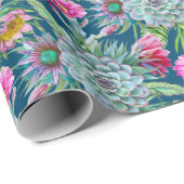 Succulents Echeveria Cactus Blume Pattern Geschenkpapier (Rolleneckpunkt)