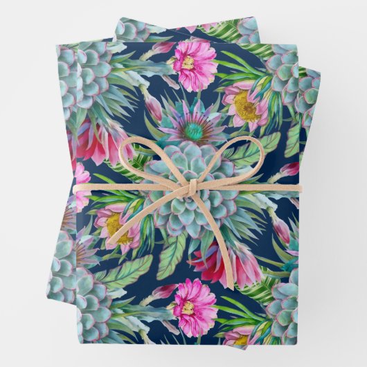 Succulents Echeveria Cactus Blume Pattern Geschenkpapier Set (Beispiel)