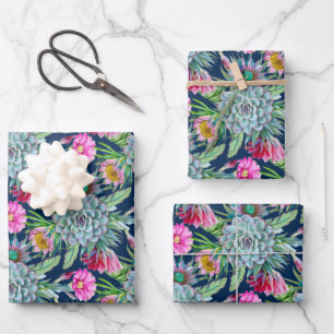 Succulents Echeveria Cactus Blume Pattern Geschenkpapier Set