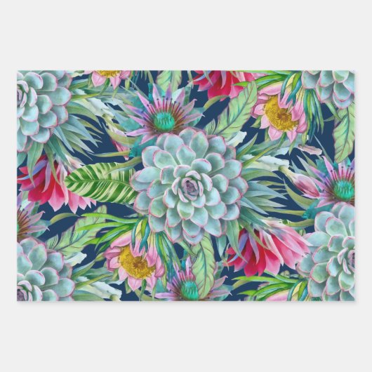 Succulents Echeveria Cactus Blume Pattern Geschenkpapier Set (Vorderseite 2)