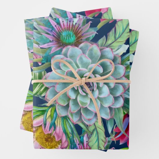 Succulents Echeveria Cactus Blume Pattern Geschenkpapier Set (Beispiel)