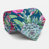 Succulents Echeveria Cactus Blume Pattern Krawatte (Gerollt)