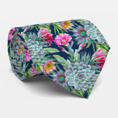 Succulents Echeveria Cactus Blume Pattern Krawatte (Gerollt)