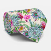 Succulents Echeveria Cactus Blume Pattern Krawatte (Gerollt)