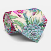 Succulents Echeveria Cactus Blume Pattern Krawatte (Gerollt)