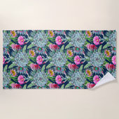 Succulents Echeveria Cactus Blume Pattern Strandtuch (Vorderseite)