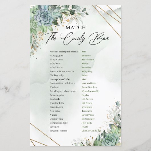 Succulents eucalyptus gold Matte The Candy Bar (Rückseite)